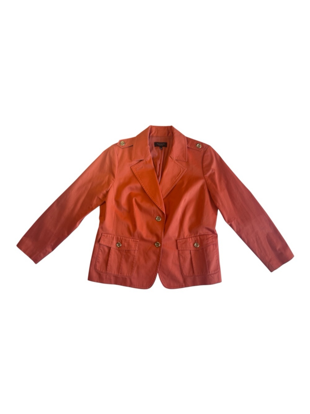 Talbots Woman Petites 16WP Coral Orange Cotton Stretch Blazer Safari Jacket